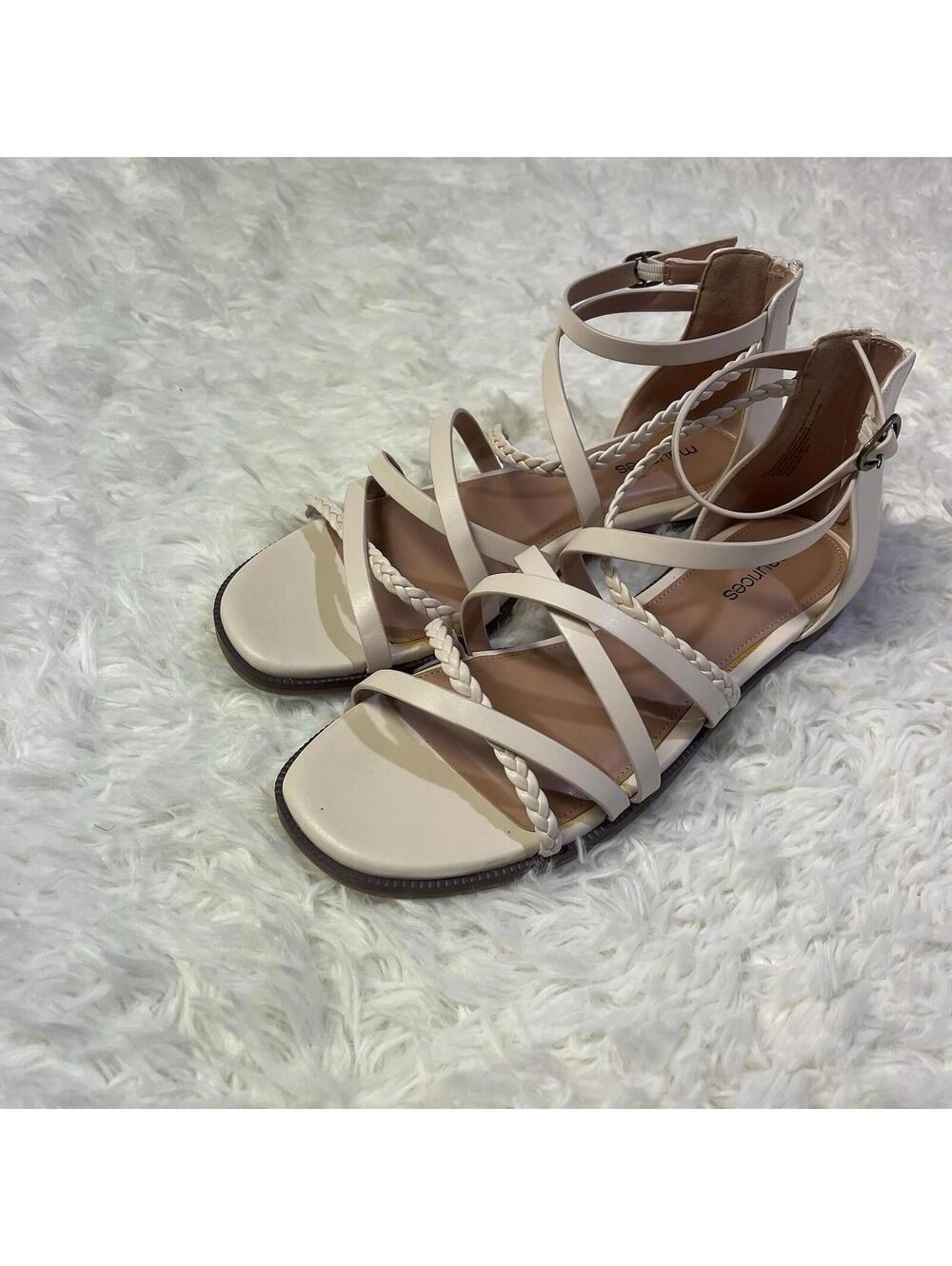 Maurices Callie Strappy Braided Gladiator Sandals Womens 9 M Back Zip